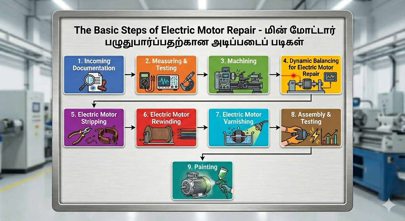 Basic Steps of Electric Motor Repair Process